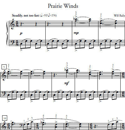 Prairie Winds Sheet Music and Sound Files for Piano Students